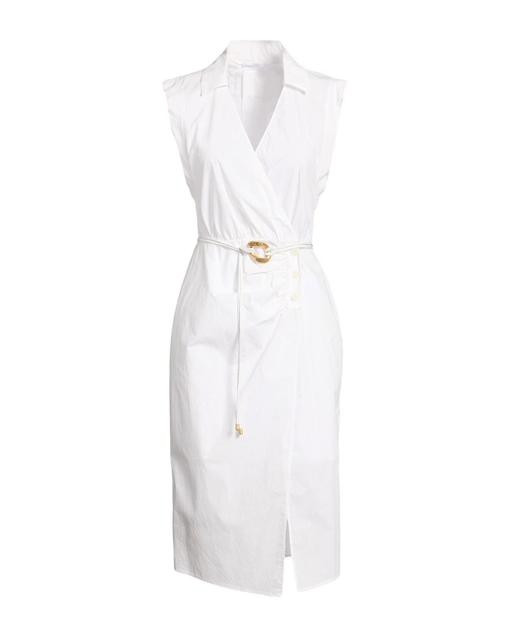 Patrizia Pepe White Midi Dress Cotton, Polyamide, Elastane