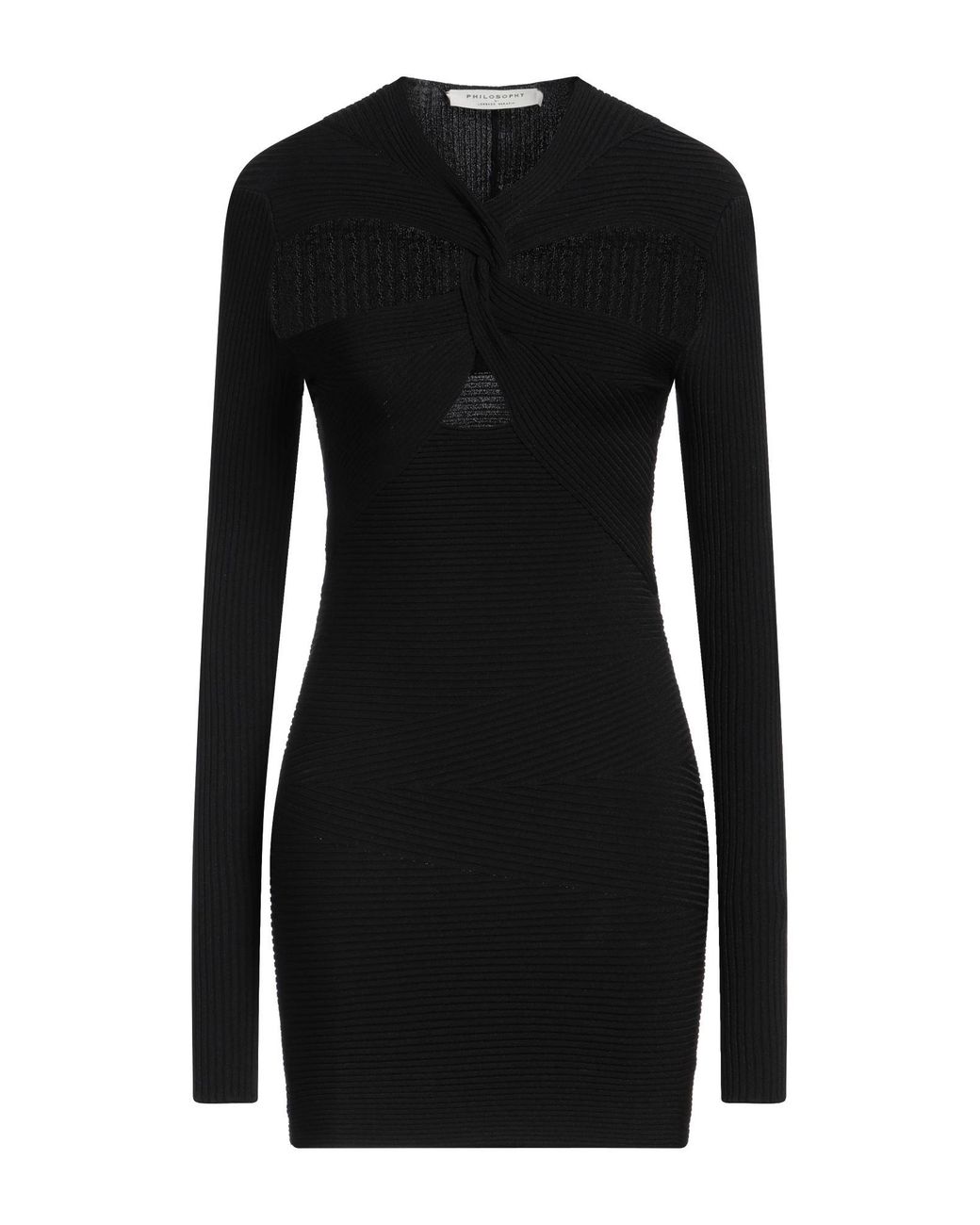 Philosophy Di Lorenzo Serafini Black Mini Dress Viscose, Polyamide