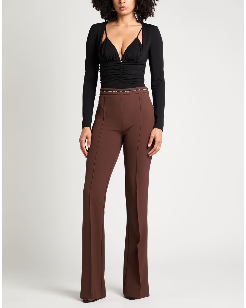 Elisabetta Franchi Purple Chocolate Pants Polyester, Elastane