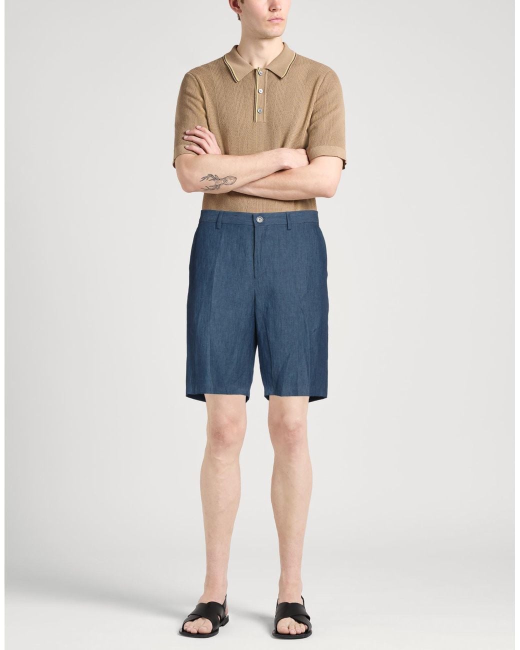 120% Lino Blue Shorts & Bermuda Shorts Linen for men