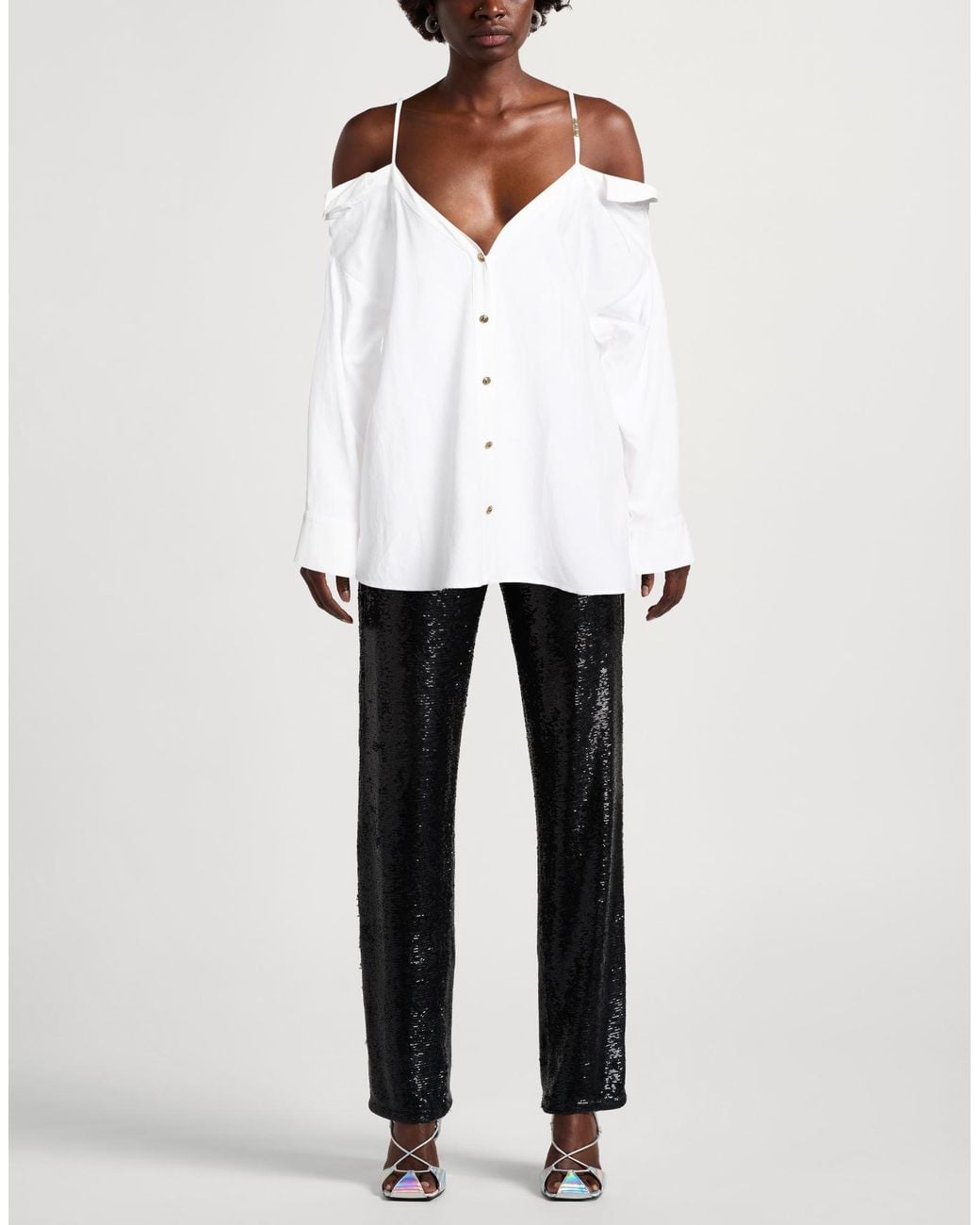 Versace Jeans Couture White Shirt Viscose, Linen