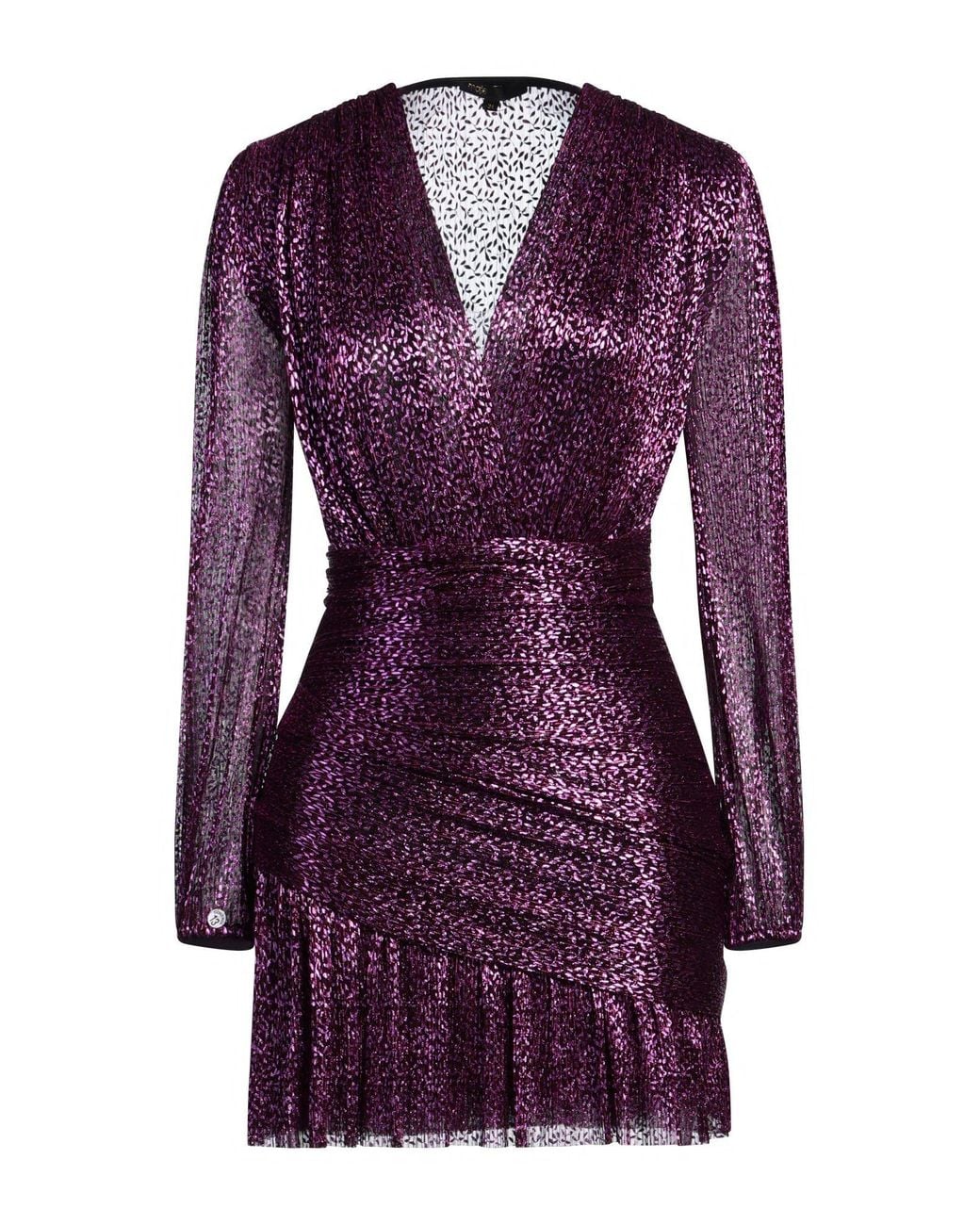 Maje Purple Mini Dress Polyester, Metallic Fiber