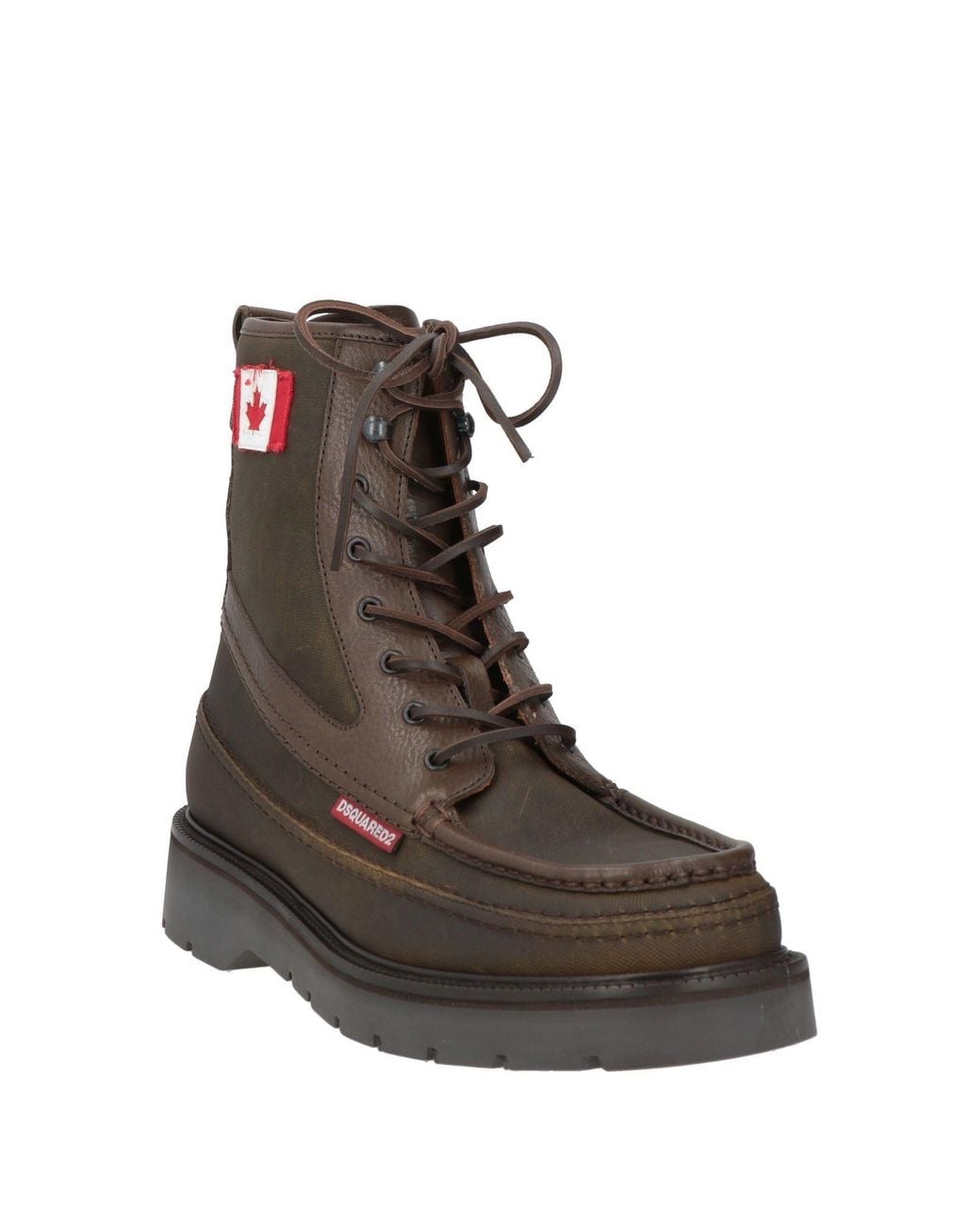 DSquared² Brown Khaki Ankle Boots Cow Leather, Textile Fibers for men