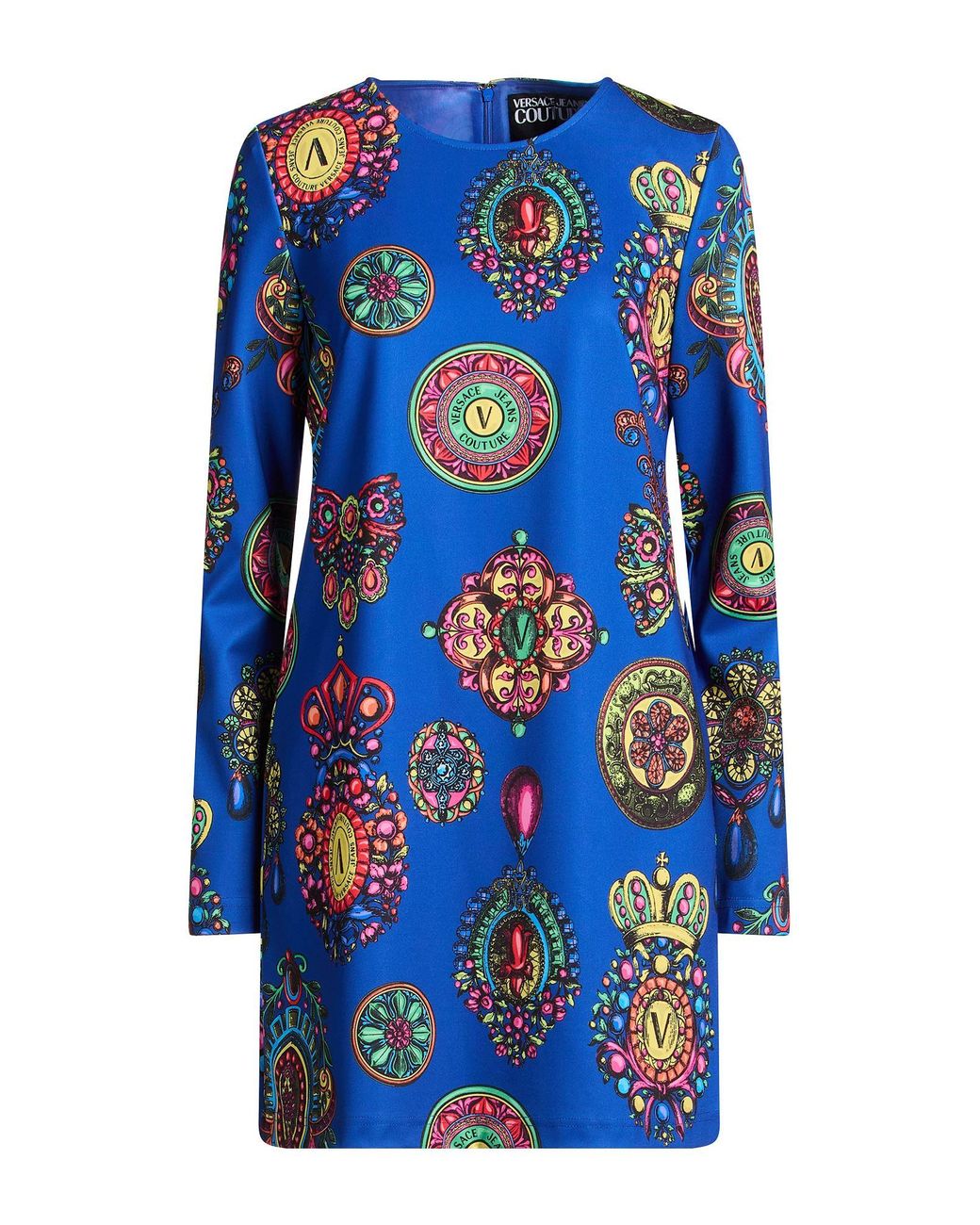 Versace Jeans Couture Blue Mini Dress Polyester, Elastane