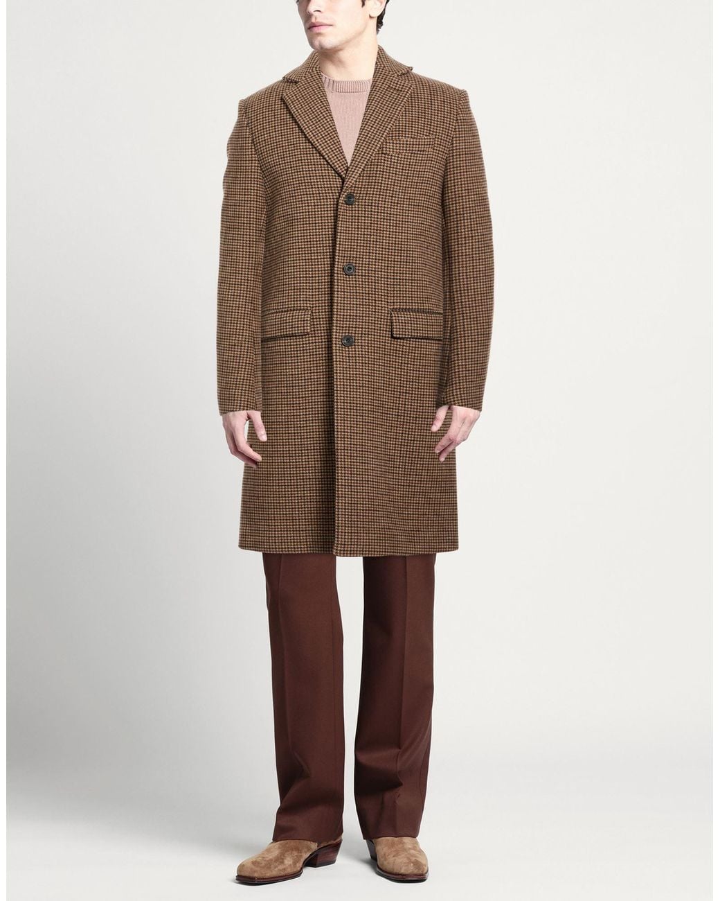 BRERAS Milano Brown Light Coat Wool, Polyester for men