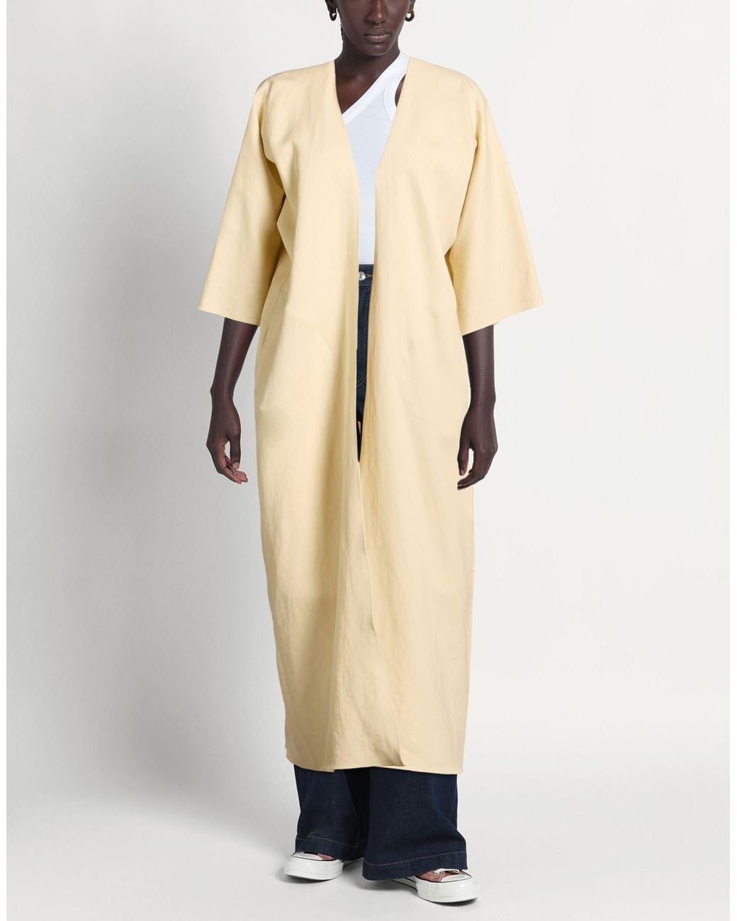 Cortana Natural Overcoat & Trench Coat Linen