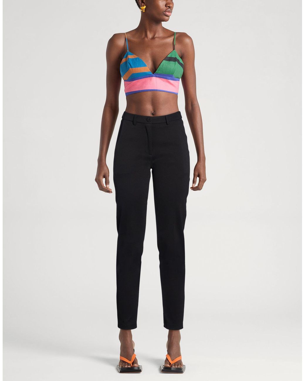Fred Mello Black Pants Viscose, Polyamide, Elastane