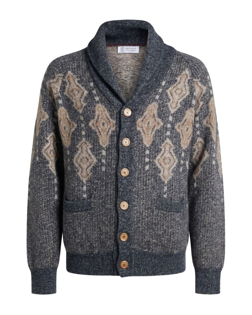 Brunello Cucinelli Gray Cardigan Alpaca Wool, Cotton, Polyamide, Wool for men
