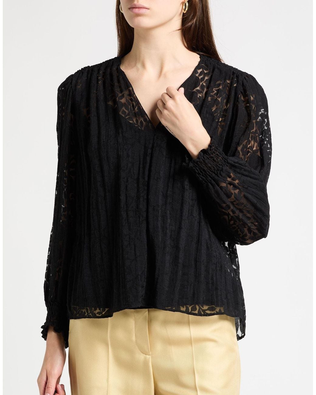 Maje Black Top Viscose, Polyamide, Linen