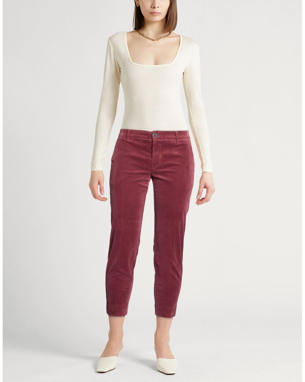 120% Lino Red Pants Cotton, Elastane