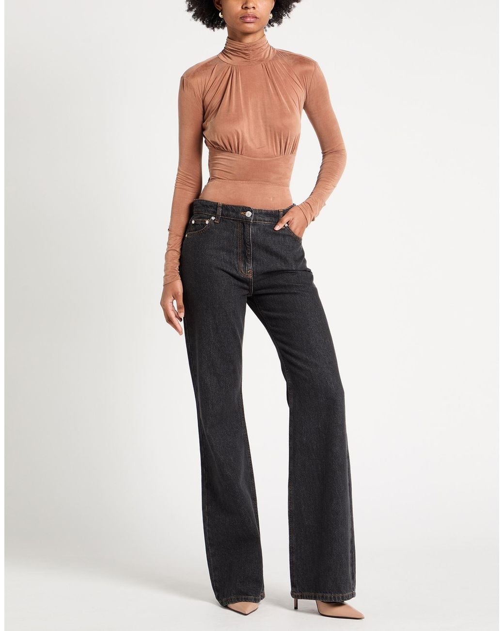 Elisabetta Franchi White Camel Bodysuit Cupro, Elastane