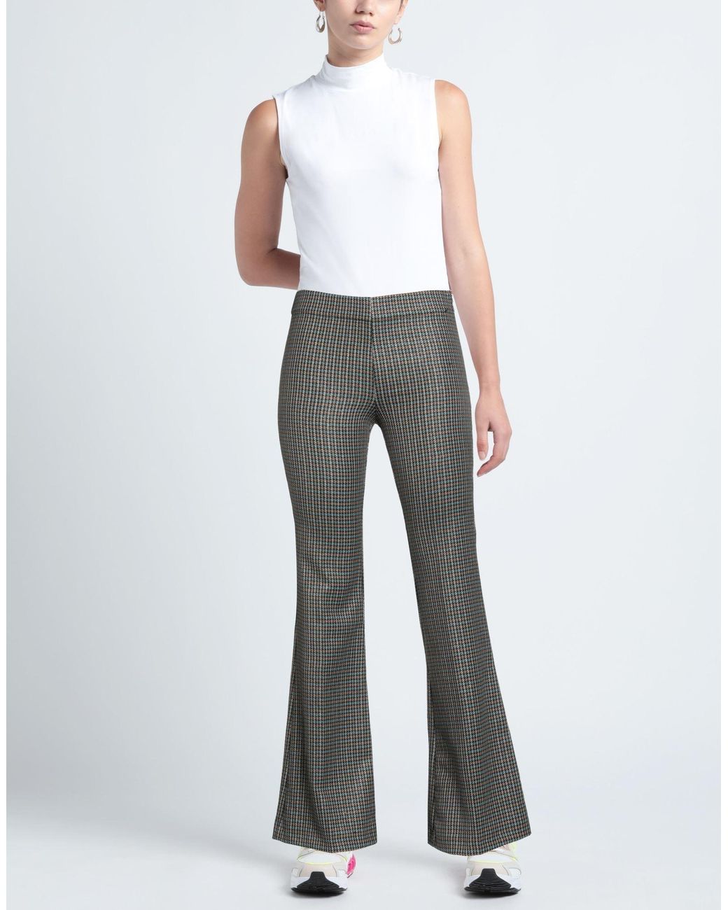 Rebel Queen Gray Pants Polyester, Viscose, Elastane, Metallic Polyester