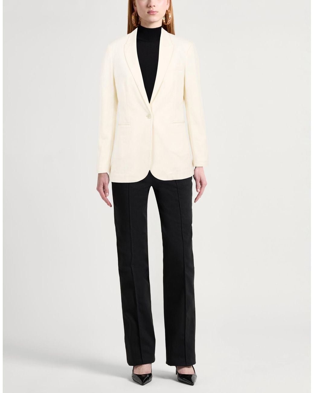 Circolo 1901 White Ivory Blazer Cotton, Elastane