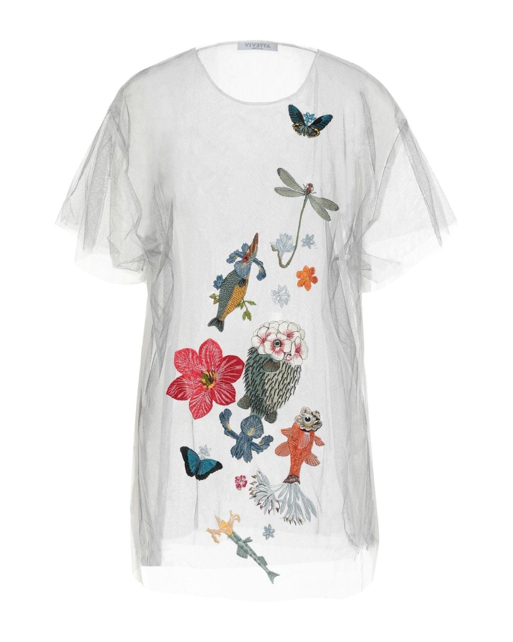 Vivetta White Embroidered Tulle Top