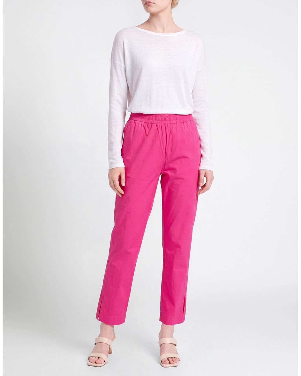 Jijil Pink Fuchsia Pants Cotton, Polyamide, Elastane