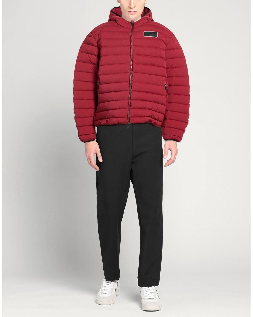 EA7 Red Burgundy Puffer Polyester, Elastane for men