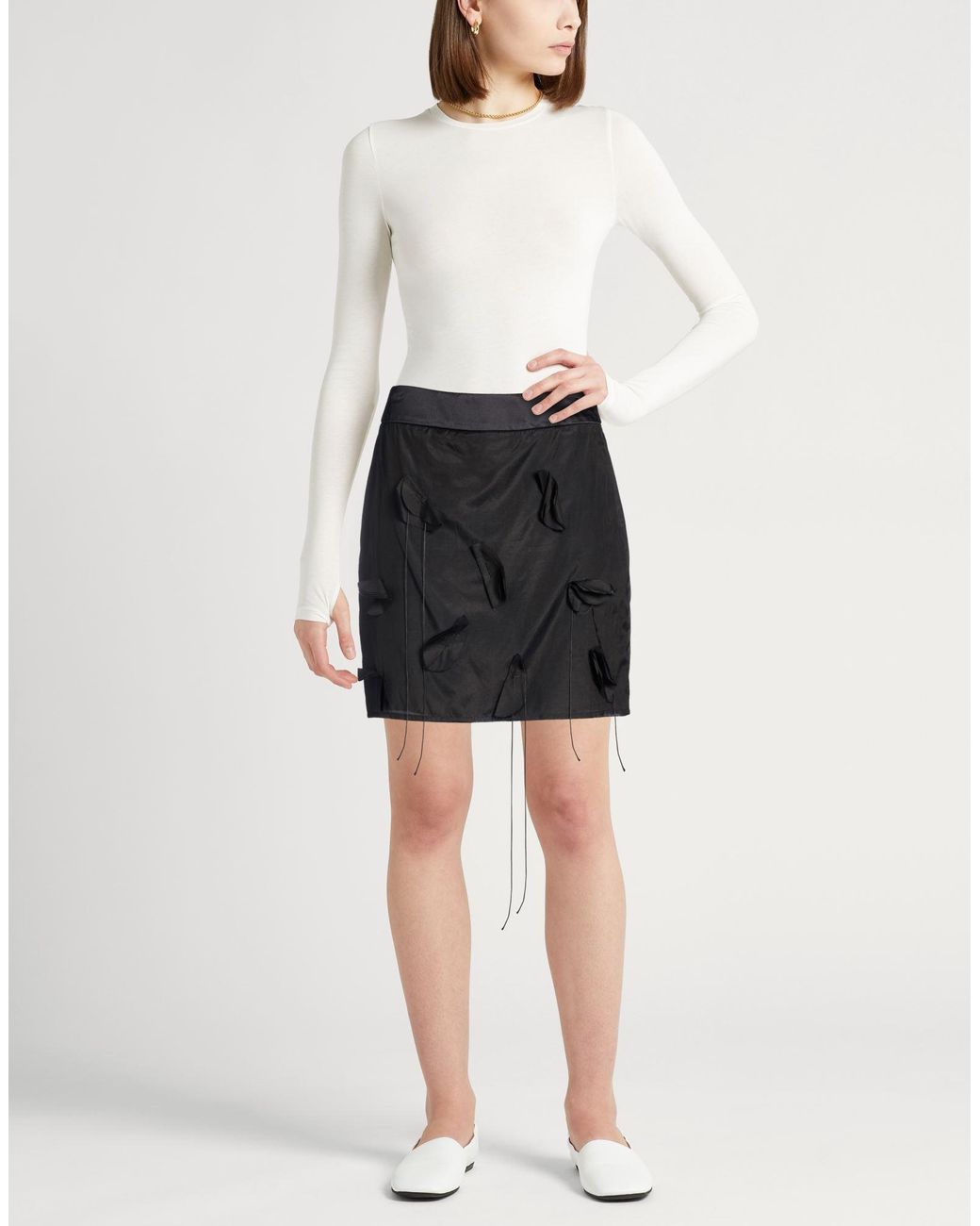 Peserico Black Mini Skirt Cotton, Silk, Elastane