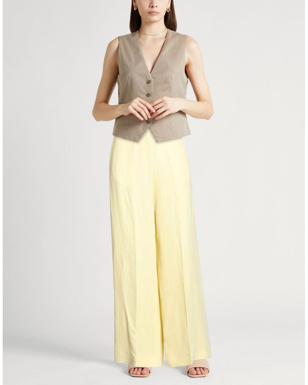 Fabiana Filippi Yellow Pants Viscose, Linen