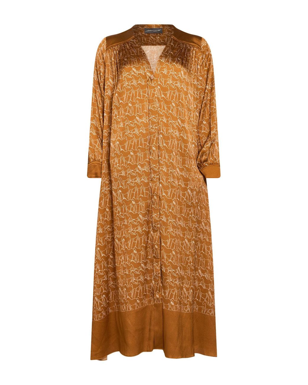 Antonia Zander Natural Tan Maxi Dress Silk, Elastane