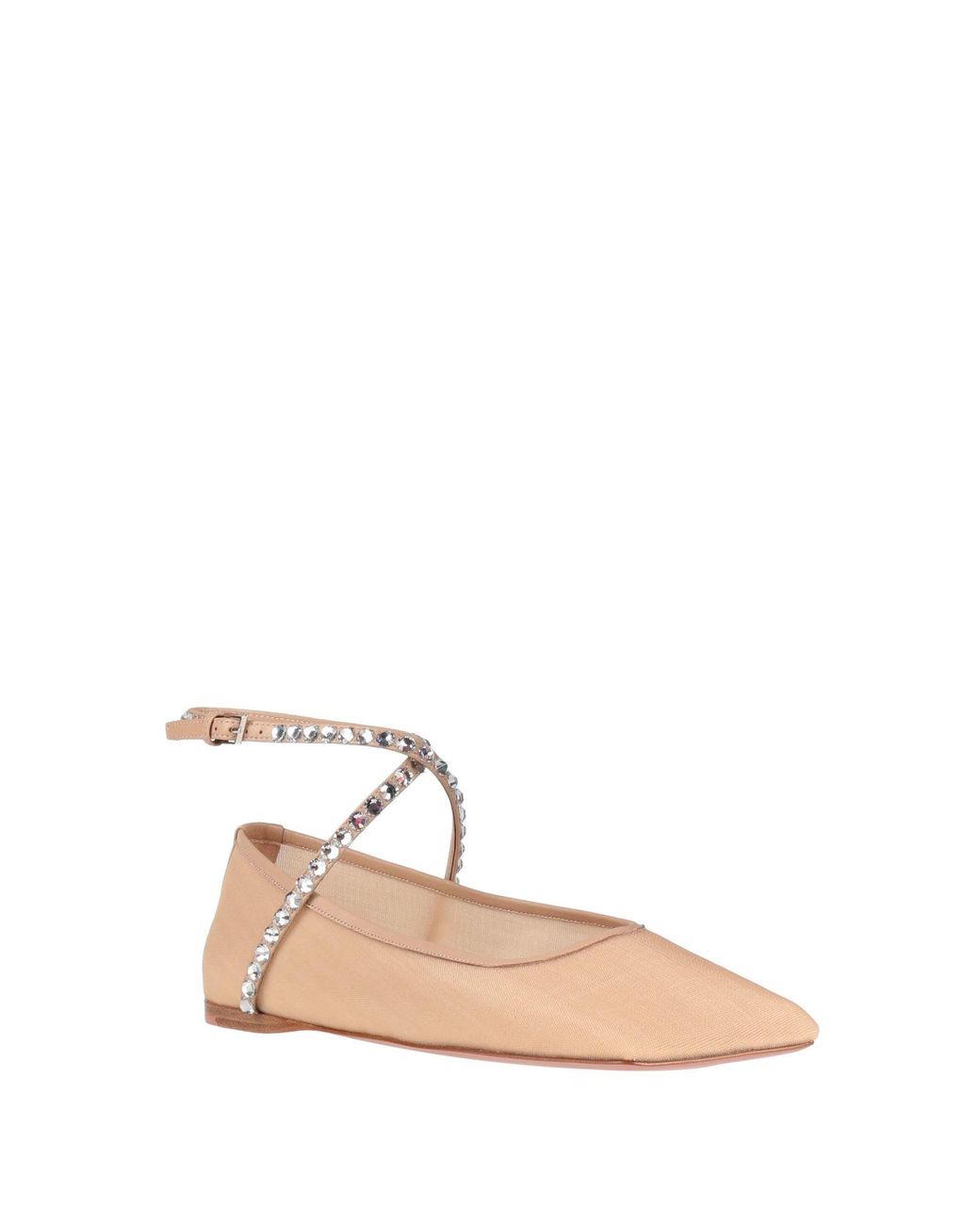AMINA MUADDI Natural Ballet Flats Leather, Textile Fibers