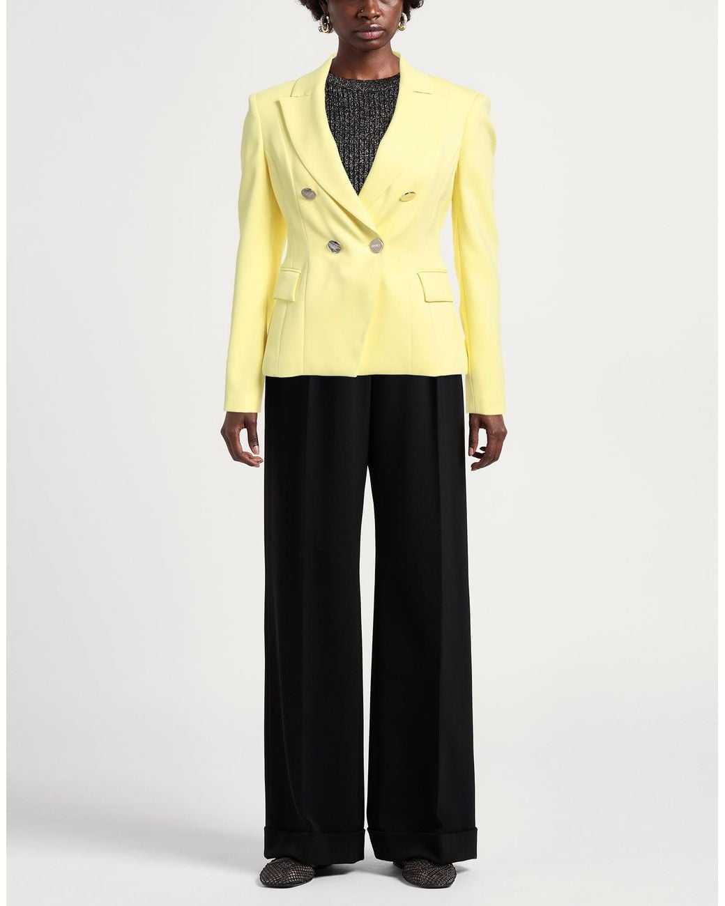 Liu Jo Yellow Blazer Viscose, Polyester, Elastane