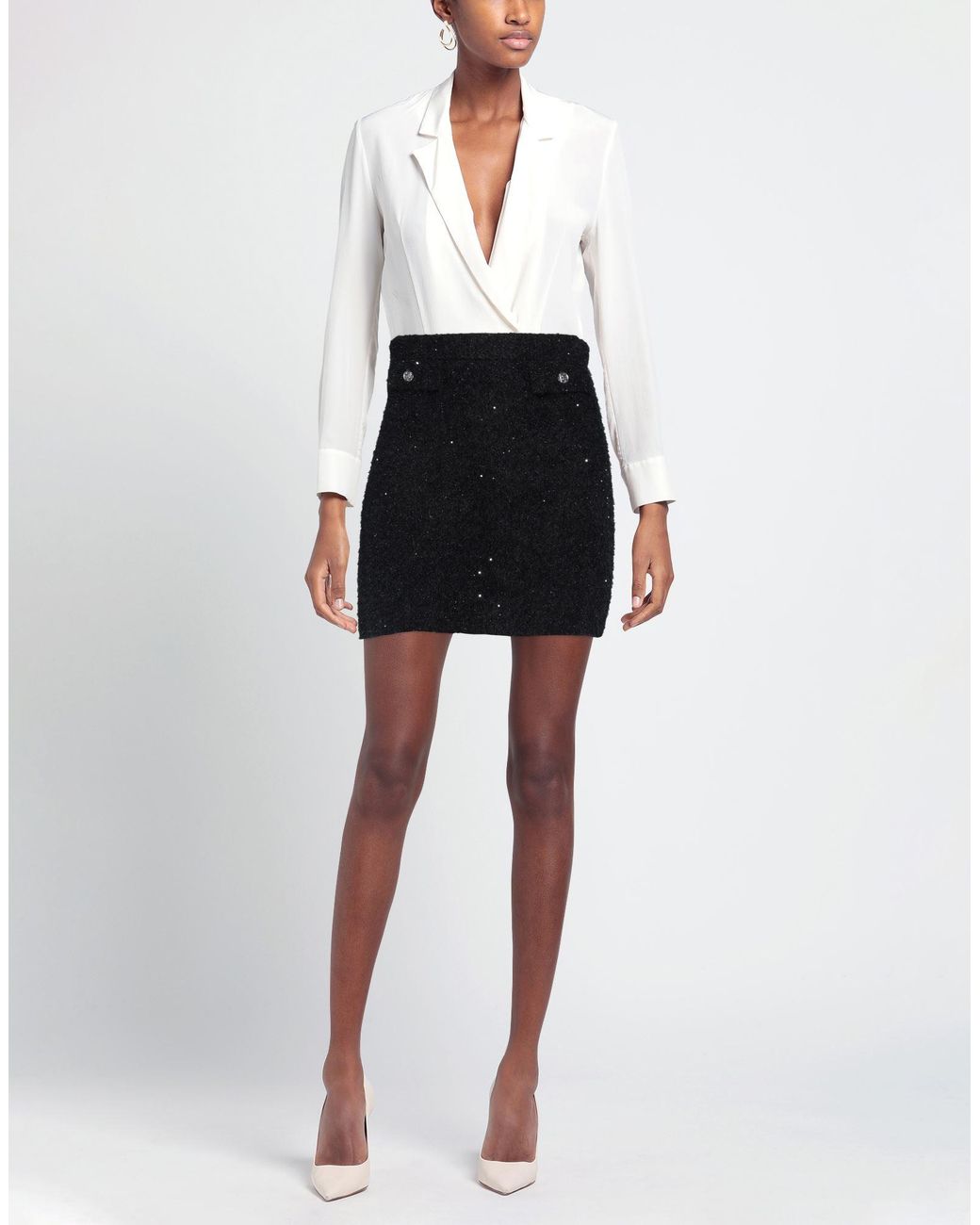 Sandro Black Eyelash Wool-Blend Skirt