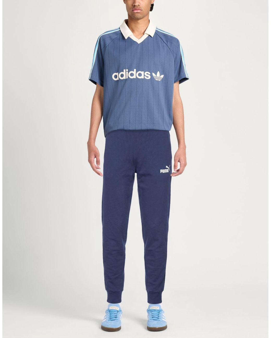 PUMA Blue Pants Cotton, Polyester, Elastane for men