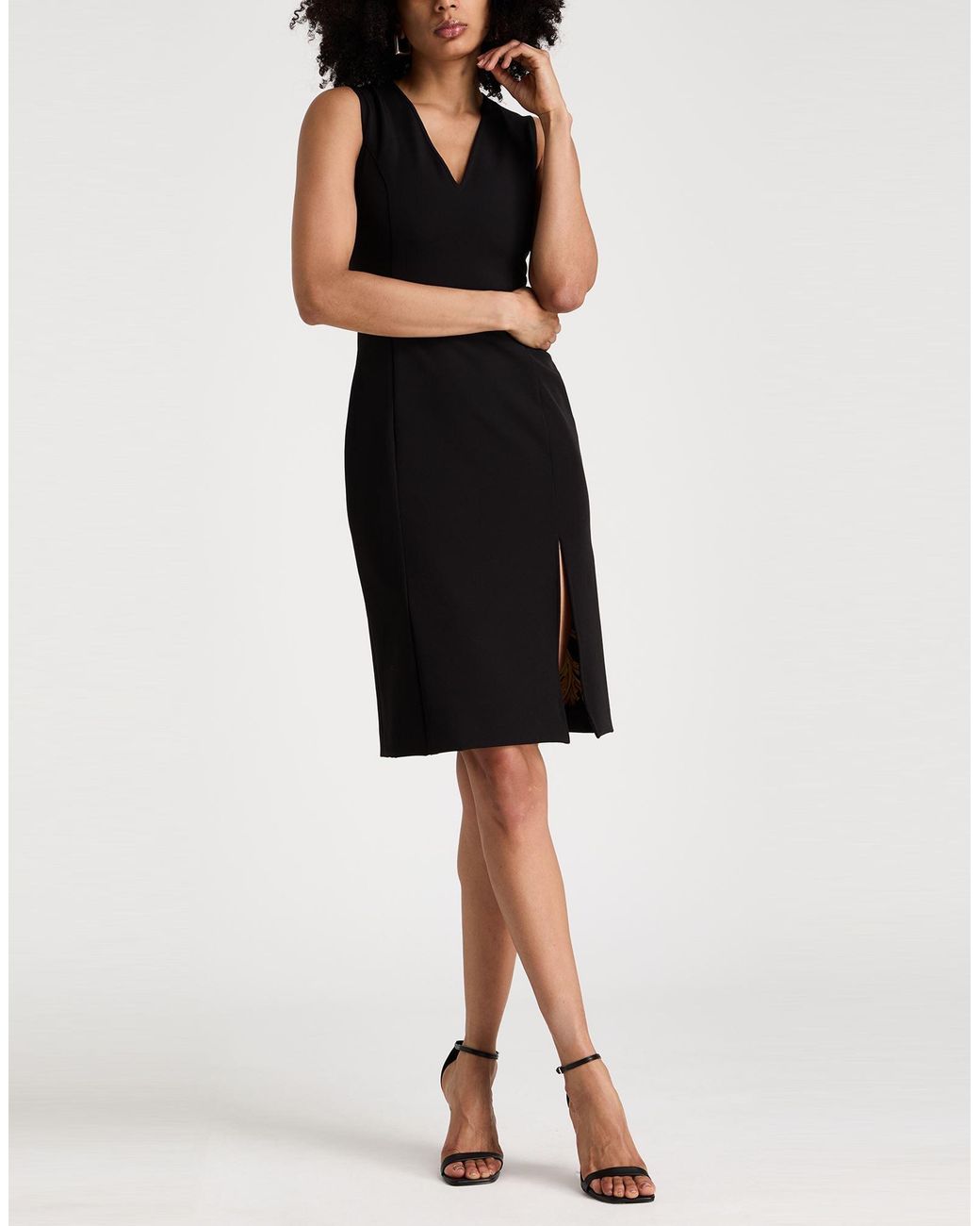 Versace Black Midi Dress Polyester, Elastane