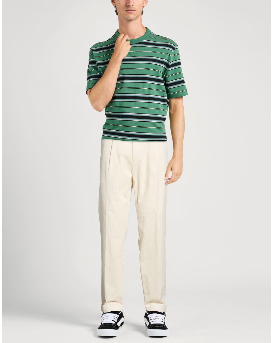 Alpha Studio Natural Cream Pants Cotton, Elastane for men