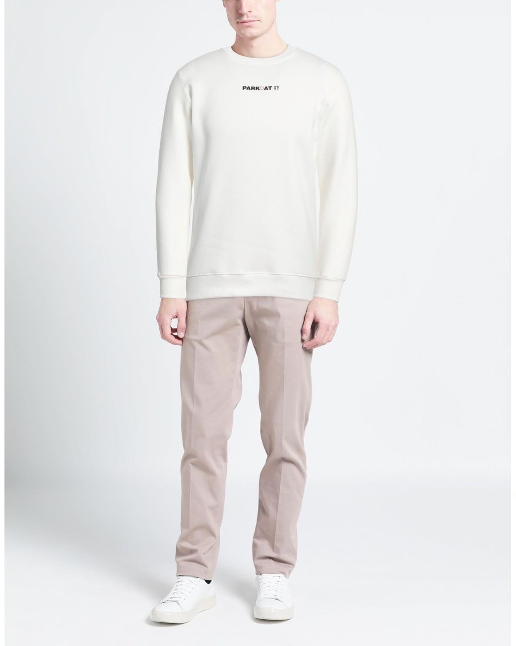 Parkoat White Sweatshirt Cotton, Polyester for men