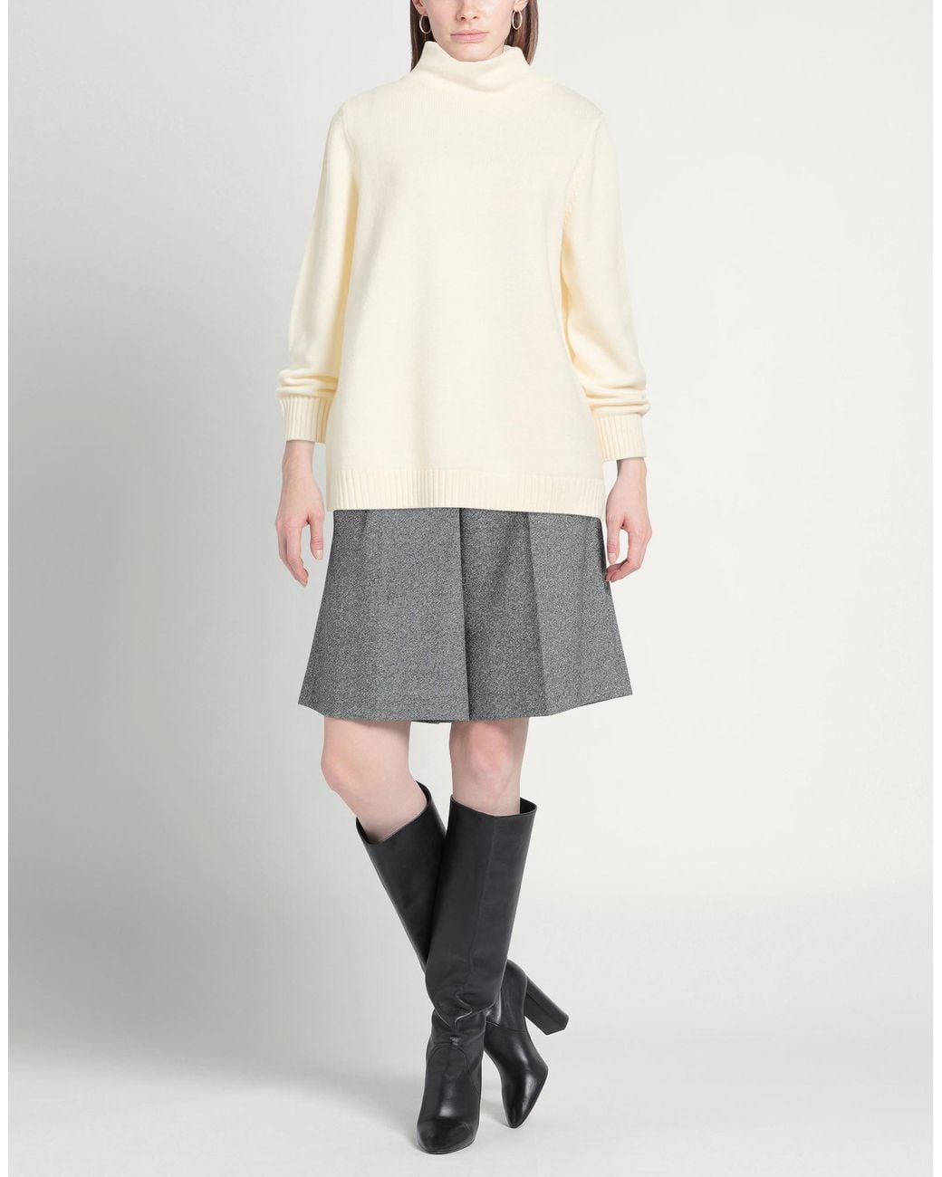 Gran Sasso White Turtleneck Virgin Wool, Viscose, Cashmere