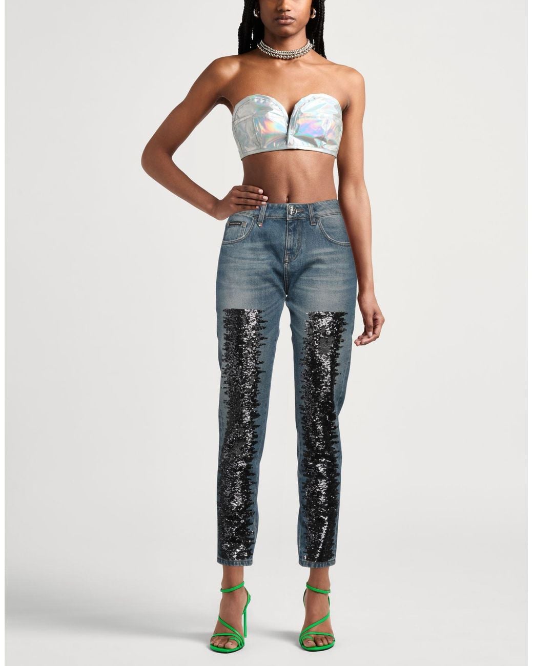 Philipp Plein Blue Jeans Cotton, Polyester