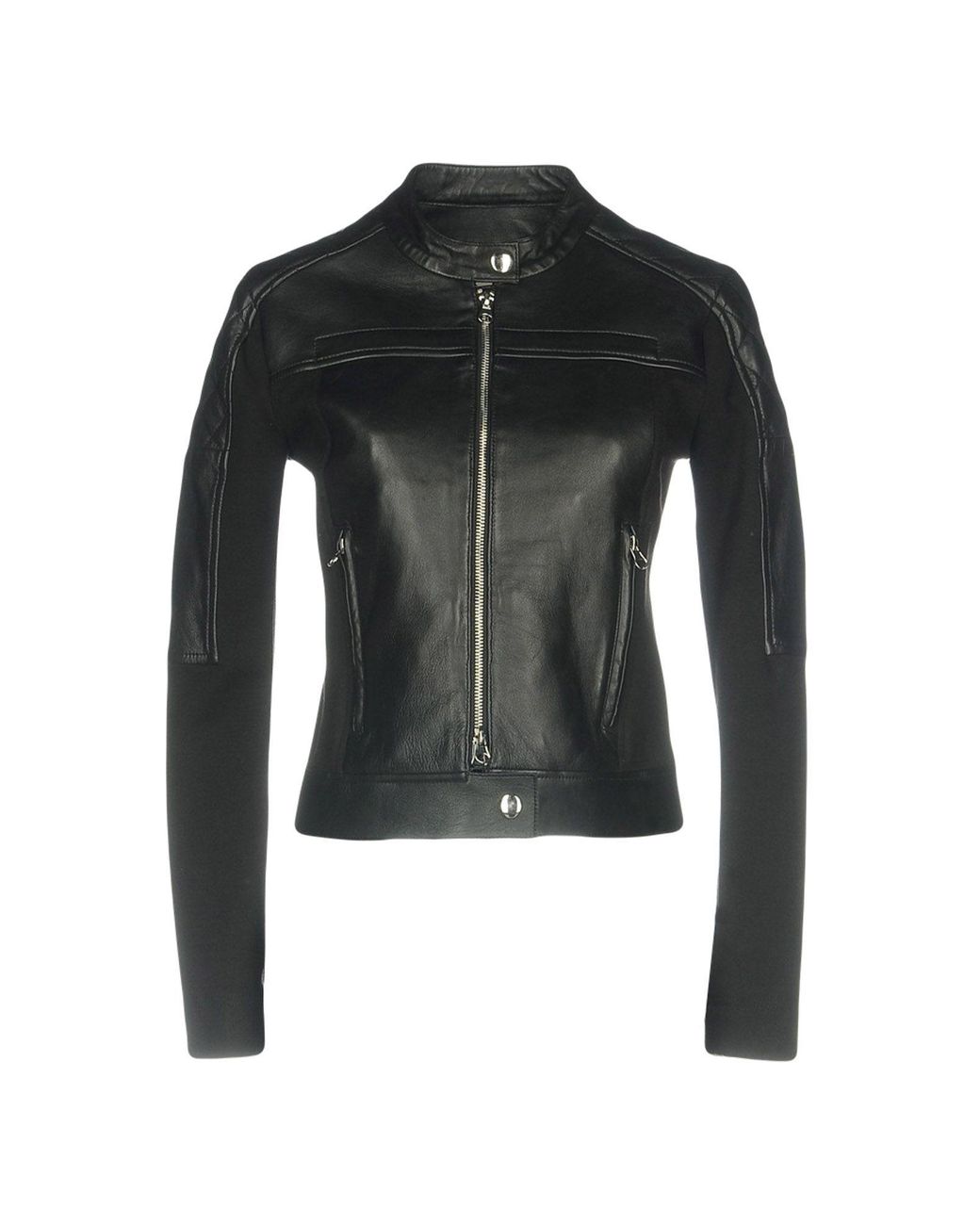 Pinko Leather Jacket in Black - Lyst
