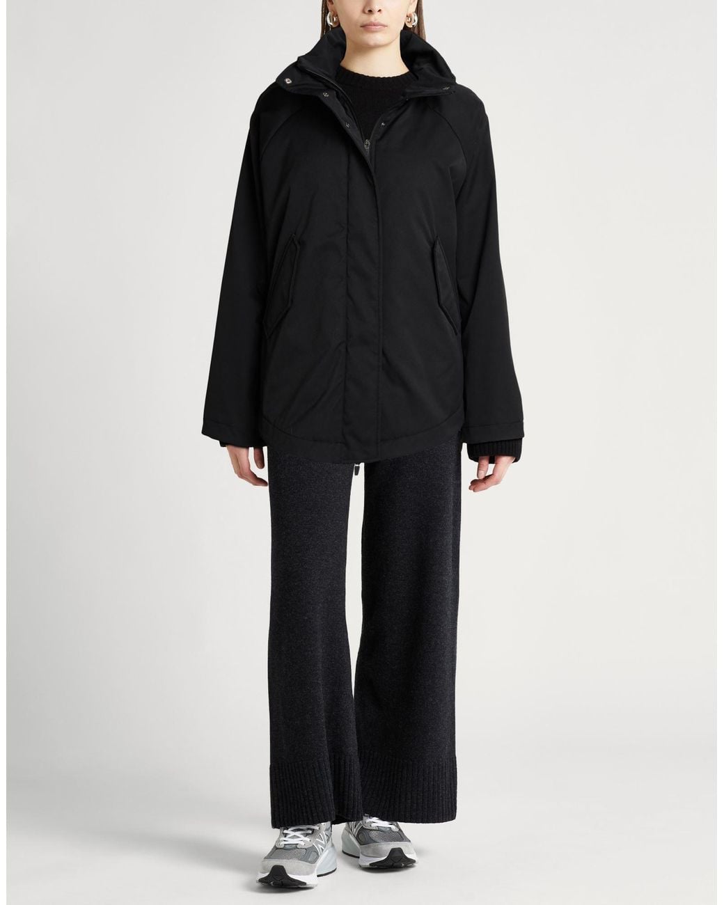 Herno Black Coat Polyester, Elastane, Viscose