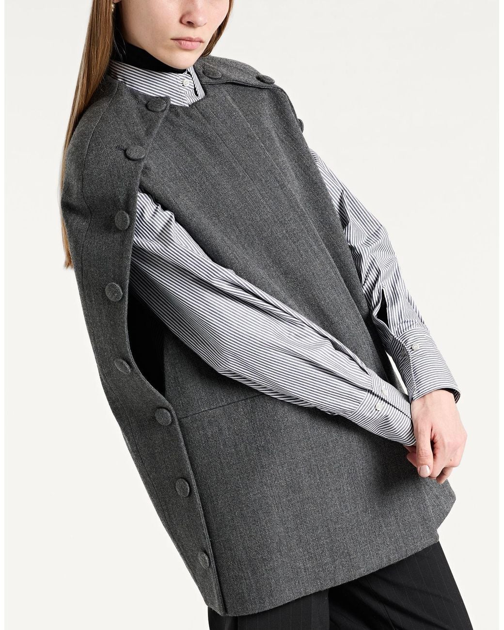 Jil Sander Gray Cape Virgin Wool, Polyamide