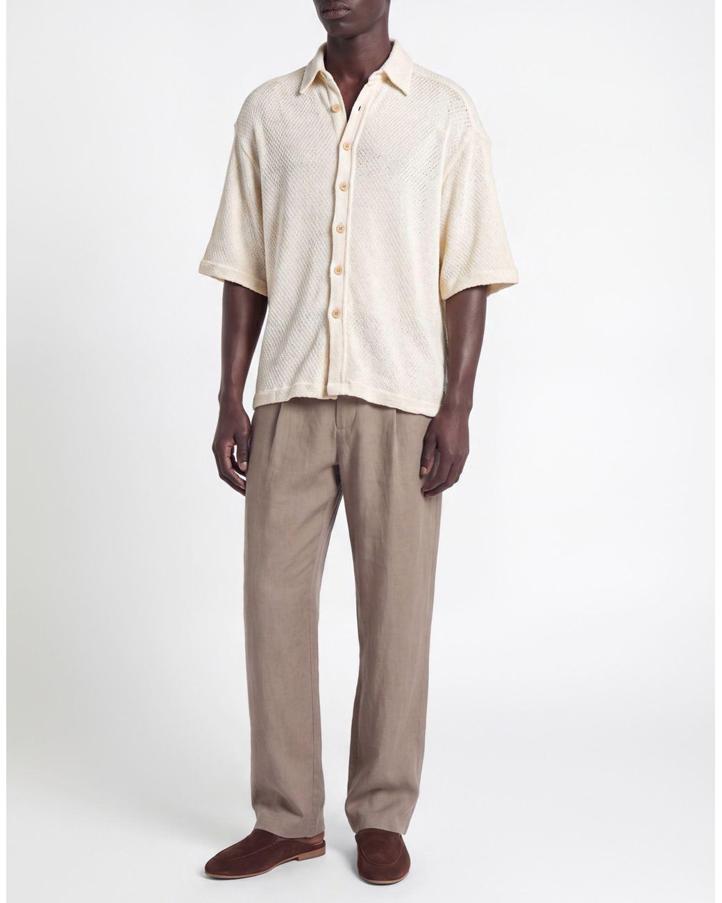 Costumein White Cream Shirt Cotton for men