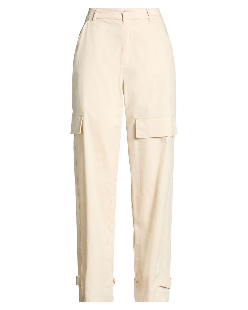 Soallure Natural Ivory Pants Cotton, Polyamide, Elastane