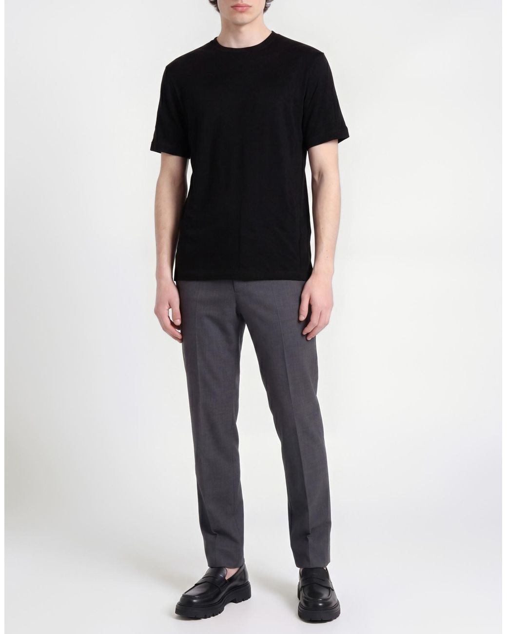 Giorgio Armani Black T-Shirt Viscose, Polyamide, Cashmere, Elastane for men