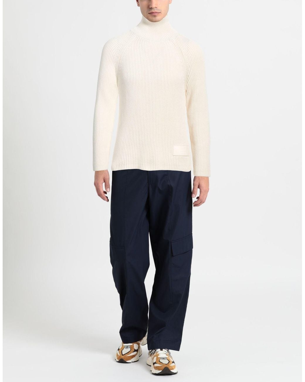 AMI White Ivory Turtleneck Cotton, Wool for men