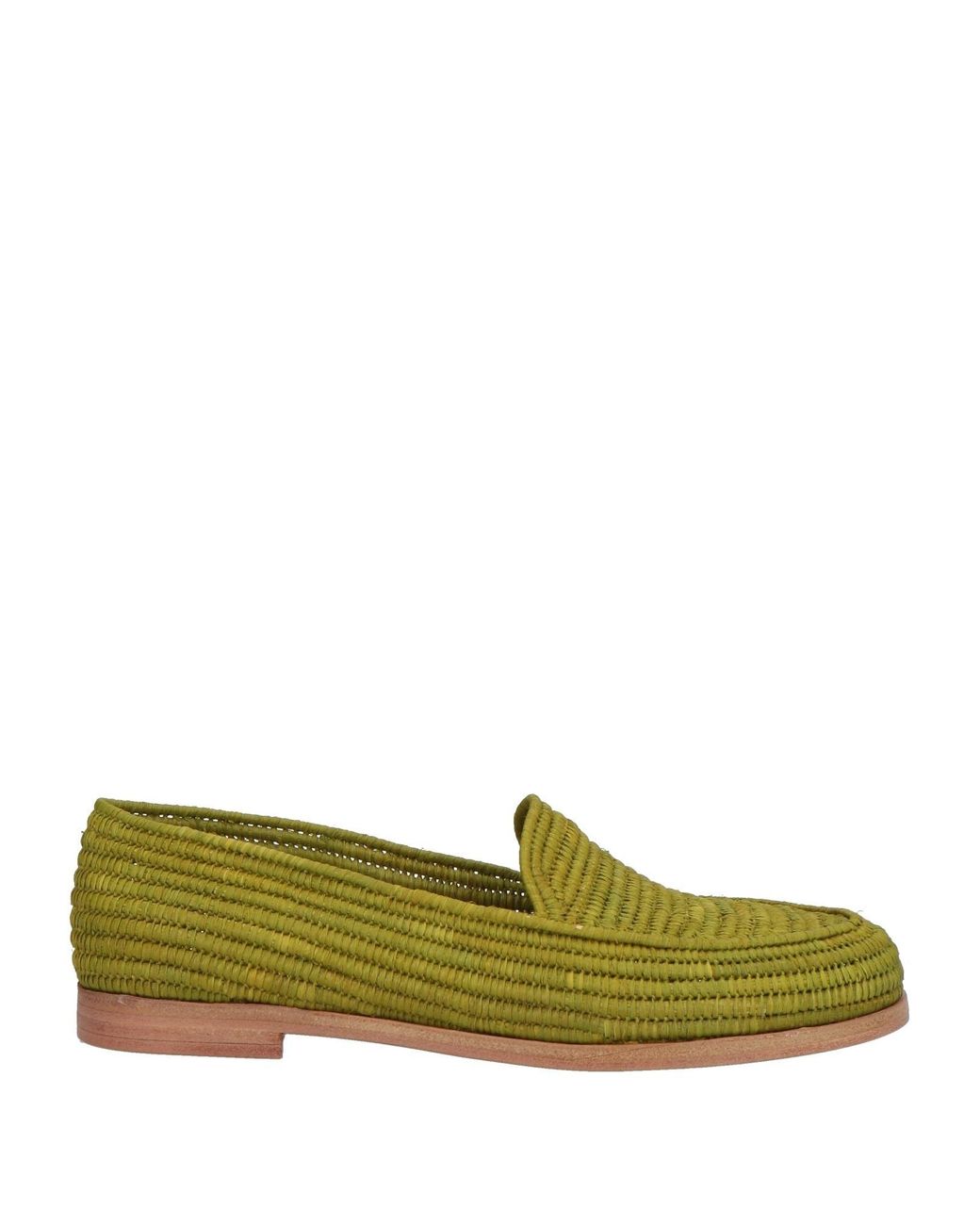 Paloma Barceló Green Amaranta Loafers Natural Raffia
