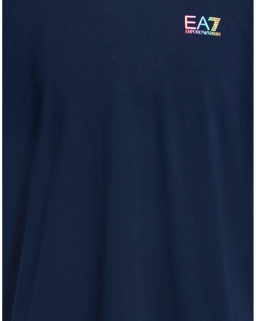 EA7 Blue T-Shirt Cotton, Elastane for men