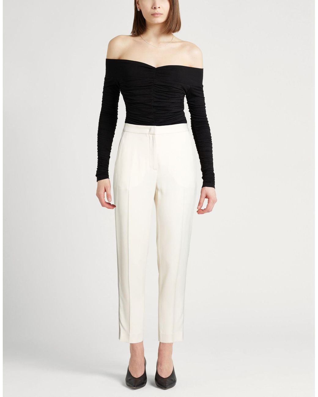 Aspesi White Cream Pants Acetate, Viscose