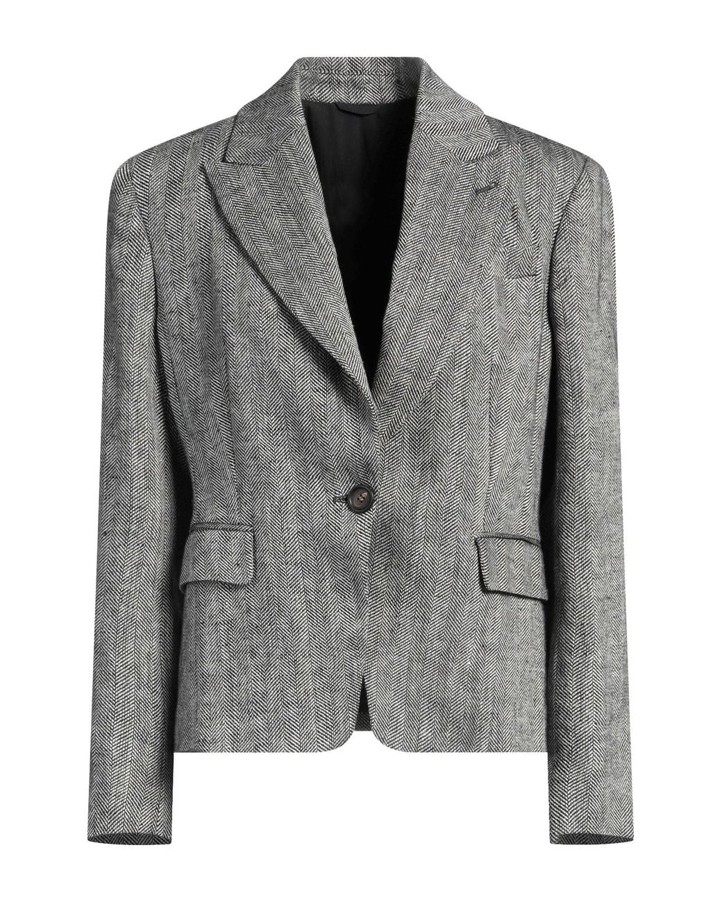 Brunello Cucinelli Gray Blazer Linen, Ecobrass