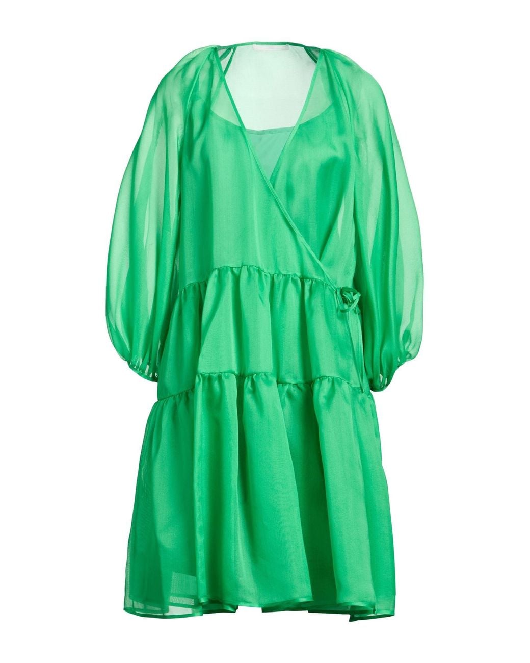 CECILIE BAHNSEN Green Midi Dress Silk