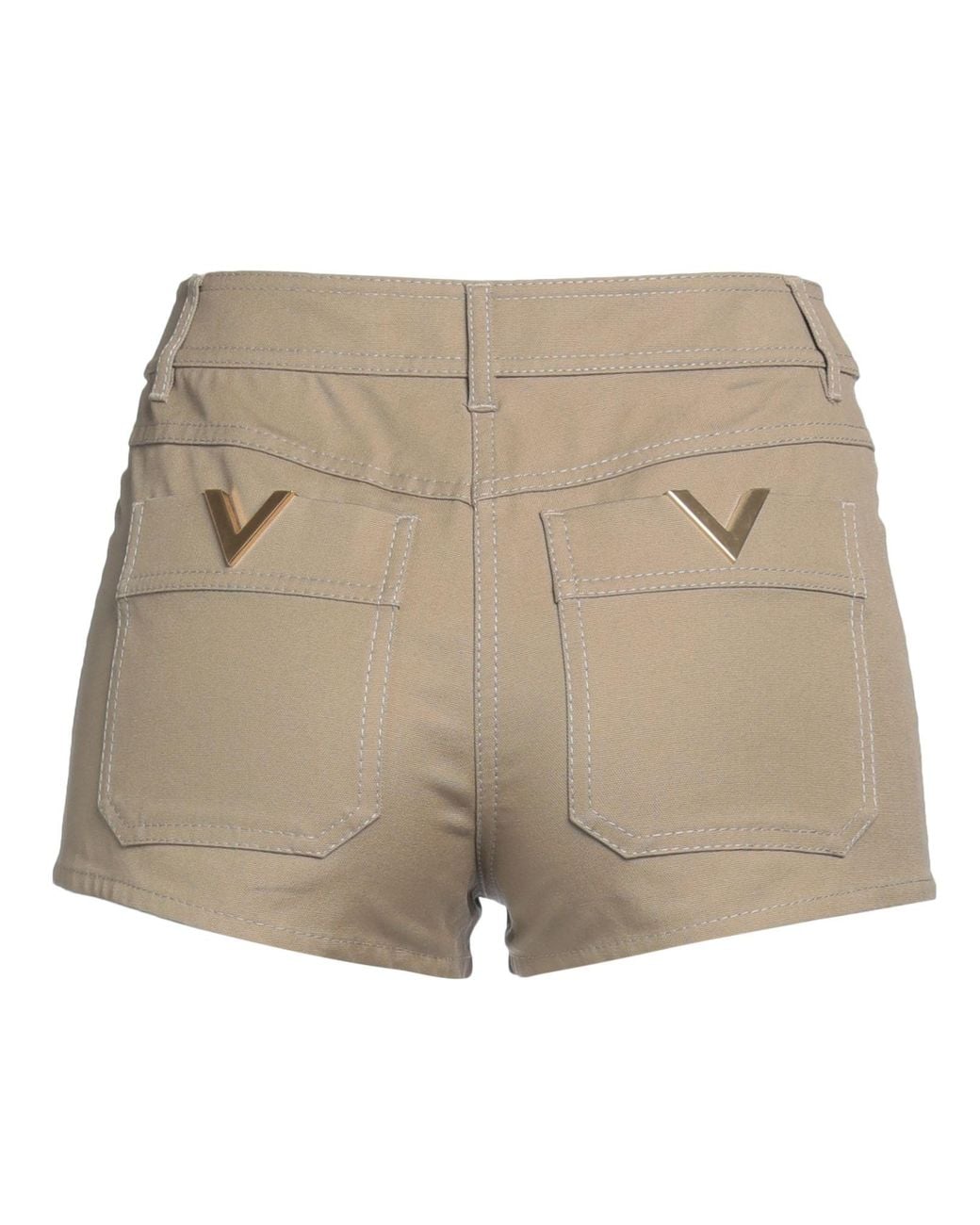 Valentino Garavani Natural Khaki Shorts & Bermuda Shorts Cotton, Elastane