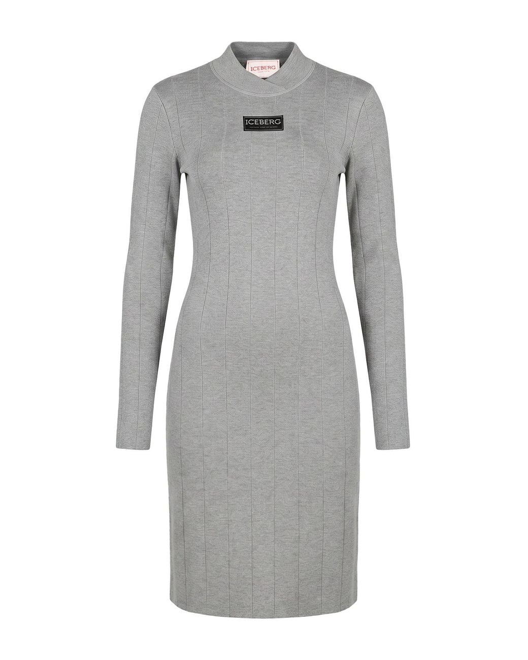 Iceberg Gray Midi Dress Viscose, Polyurethane