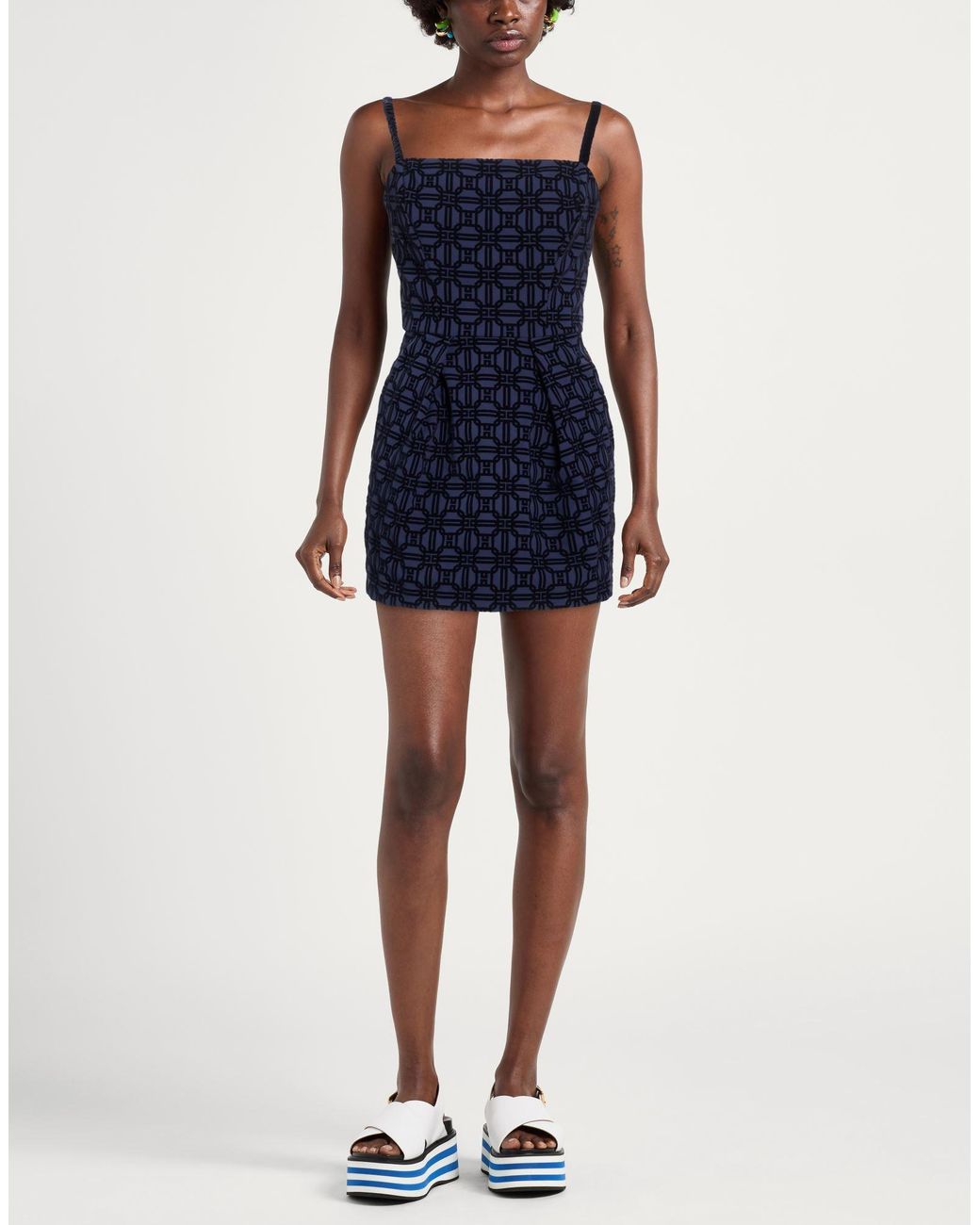 Elisabetta Franchi Blue Mini Dress Polyester, Elastane