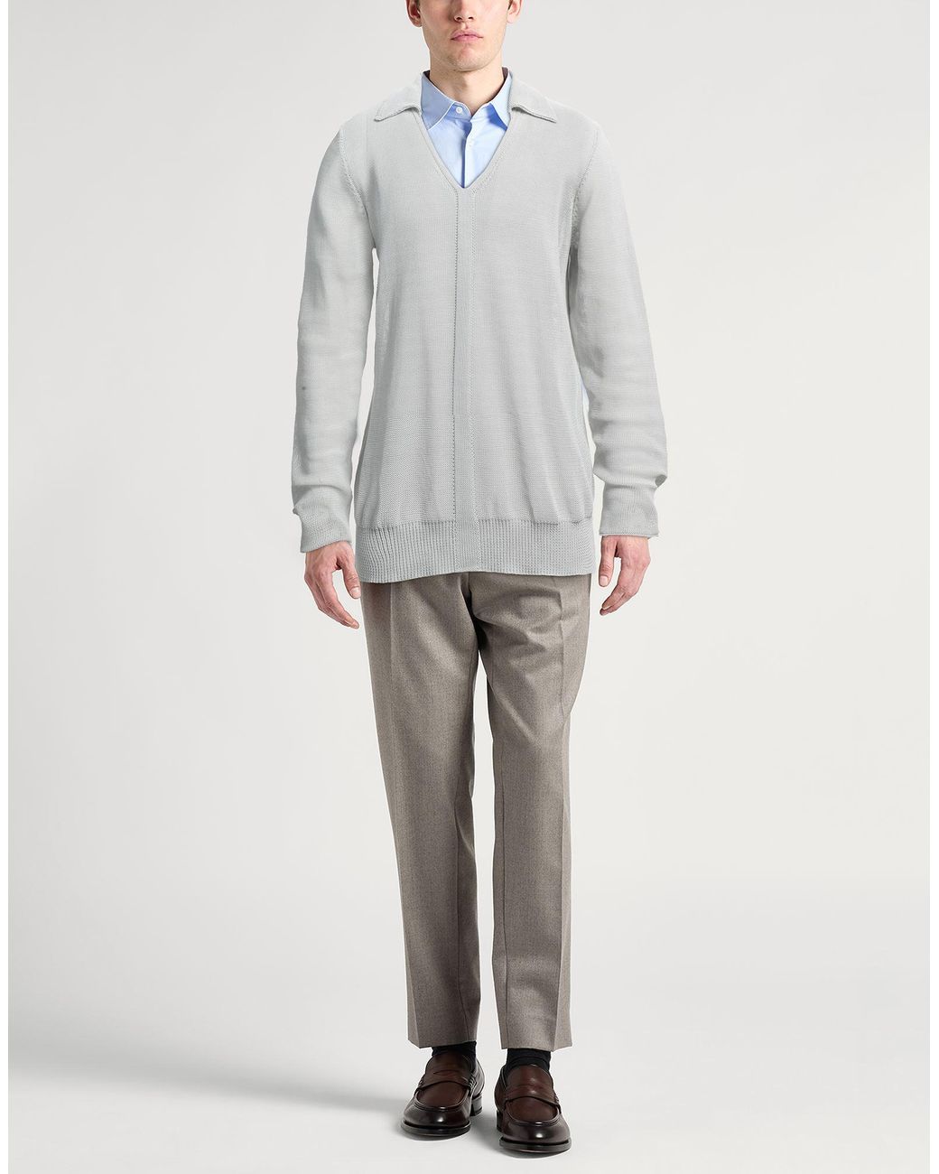 Roberto Collina Gray Sweater Cotton, Nylon for men
