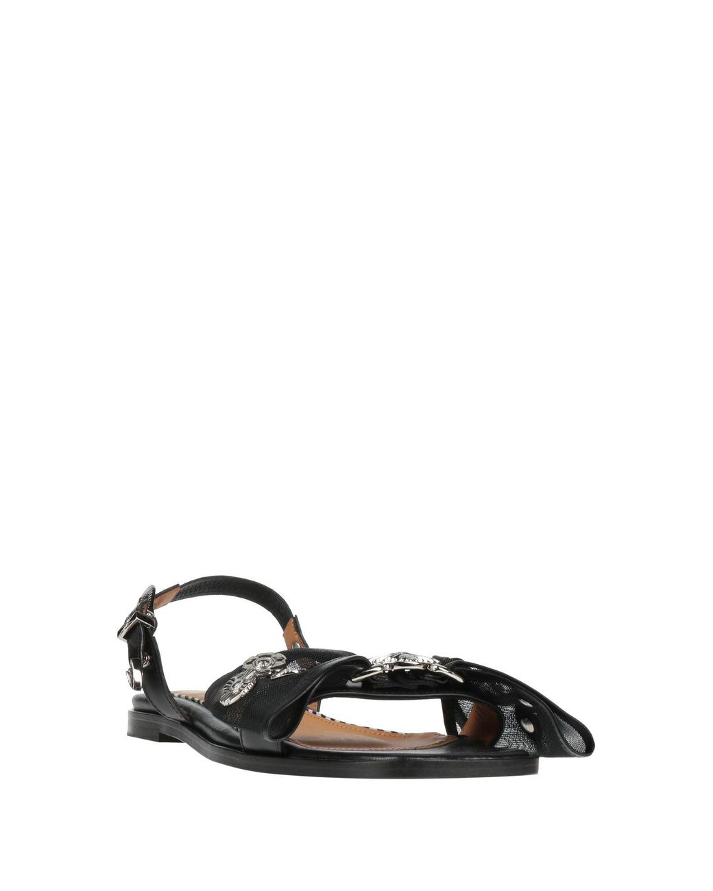 Toga Black Sandals Leather, Textile Fibers