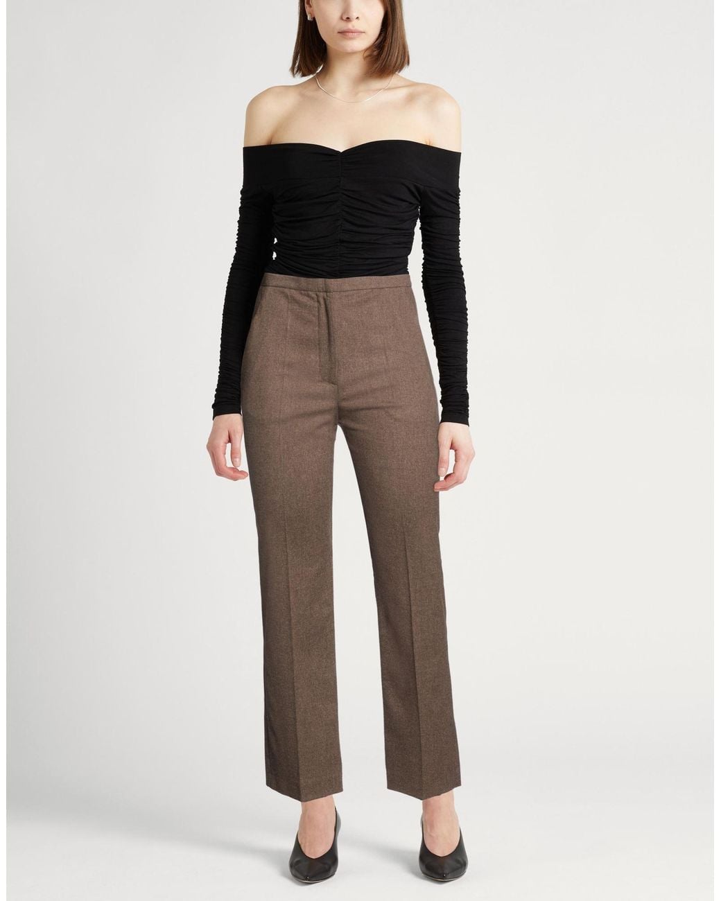 Alysi Gray Pants Viscose, Polyester, Wool, Elastane